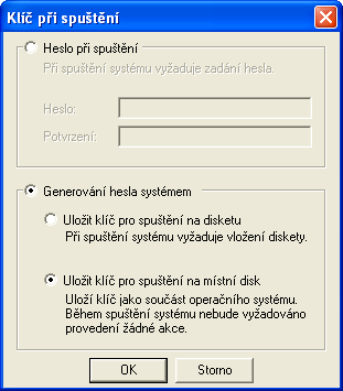 Klíč při spuštění Windows XP